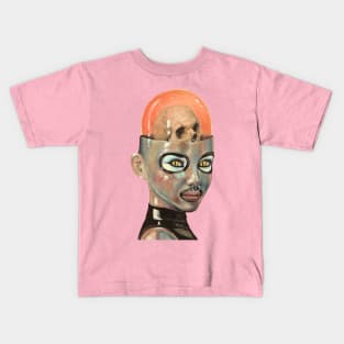 Future Girl | Skull Brain | Candy Girl Surreal Pop Art | Steam Punk  Original Surreal Painting By Tyler Tilley Kids T-Shirt